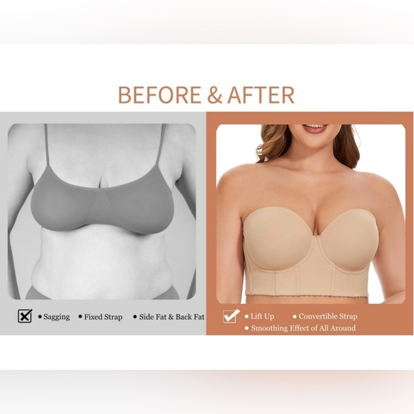 SEA BBOT Women Longline Strapless Bra Full Figure Corset Bra Hide Back Fat - Picture 7 of 10